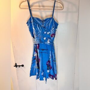 Free people blue floral print dress. Size 8.